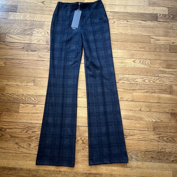Lysse Pants Womens Blue Check Legging Straight Trouser Stretch Ponte S - Picture 1 of 9